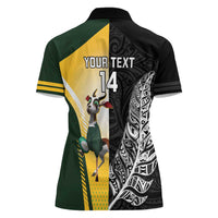 New Zealand and South Africa Rugby Custom Women Polo Shirt Maori Silver Fern Springbok Together - Polynesian Pride