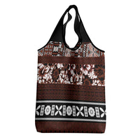 Bula Fiji Grocery Bag Fijian Tapa Masi With Hibiscus Flowers LT14 - Polynesian Pride