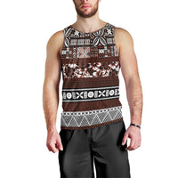 Bula Fiji Men Tank Top Fijian Tapa Masi With Hibiscus Flowers LT14 - Polynesian Pride