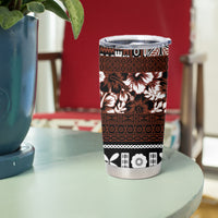 Bula Fiji Tumbler Cup Fijian Tapa Masi With Hibiscus Flowers LT14 - Polynesian Pride