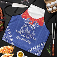 Queen Salote College 100 Years Personalized Apron Tonga QSC Heilala Lei Blue Ngatu Pattern