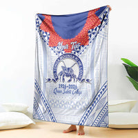 Queen Salote College 100 Years Personalized Blanket Tonga QSC Heilala Lei White Ngatu Pattern LT14 - Polynesian Pride