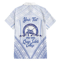 Queen Salote College 100 Years Personalized Family Matching Tank Maxi Dress and Hawaiian Shirt Tonga QSC Heilala Lei White Ngatu Pattern LT14 - Polynesian Pride