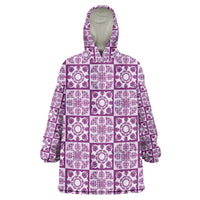 Poni Palaka Quilt Hawaii Wearable Blanket Hoodie Hawaiian Tropical Monstera Sea Turtle LT14 One Size Purple - Polynesian Pride