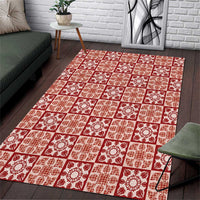 Ulaula Palaka Quilt Hawaii Area Rug Hawaiian Tropical Monstera Sea Turtle