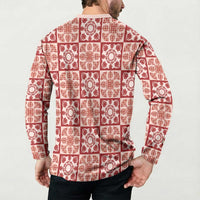 Ulaula Palaka Quilt Hawaii Button Sweatshirt Hawaiian Tropical Monstera Sea Turtle