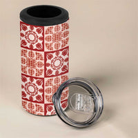 Ulaula Palaka Quilt Hawaii 4 in 1 Can Cooler Tumbler Hawaiian Tropical Monstera Sea Turtle LT14 - Polynesian Pride
