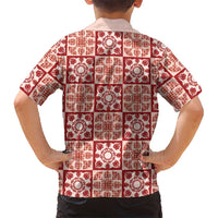 Ulaula Palaka Quilt Hawaii Family Matching Short Sleeve Bodycon Dress and Hawaiian Shirt Hawaiian Tropical Monstera Sea Turtle LT14 - Polynesian Pride