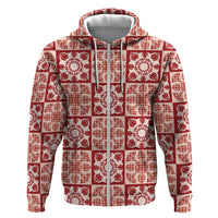 Ulaula Palaka Quilt Hawaii Hoodie Hawaiian Tropical Monstera Sea Turtle