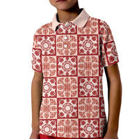 Ulaula Palaka Quilt Hawaii Kid Polo Shirt Hawaiian Tropical Monstera Sea Turtle