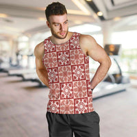 Ulaula Palaka Quilt Hawaii Men Tank Top Hawaiian Tropical Monstera Sea Turtle