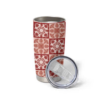 Ulaula Palaka Quilt Hawaii Tumbler Cup Hawaiian Tropical Monstera Sea Turtle