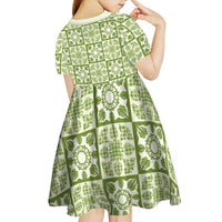 Omaomao Palaka Quilt Hawaii Kid Short Sleeve Dress Hawaiian Tropical Monstera Sea Turtle LT14 - Polynesian Pride