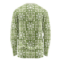 Omaomao Palaka Quilt Hawaii Long Sleeve Shirt Hawaiian Tropical Monstera Sea Turtle