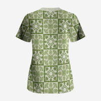 Omaomao Palaka Quilt Hawaii Scrub Top Hawaiian Tropical Monstera Sea Turtle