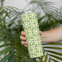 Omaomao Palaka Quilt Hawaii Skinny Tumbler Hawaiian Tropical Monstera Sea Turtle LT14 - Polynesian Pride