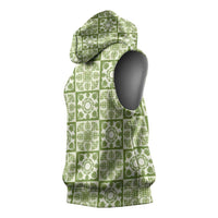 Omaomao Palaka Quilt Hawaii Sleeveless Hoodie Hawaiian Tropical Monstera Sea Turtle LT14 - Polynesian Pride