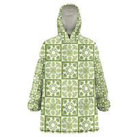 Omaomao Palaka Quilt Hawaii Wearable Blanket Hoodie Hawaiian Tropical Monstera Sea Turtle LT14 One Size Green - Polynesian Pride