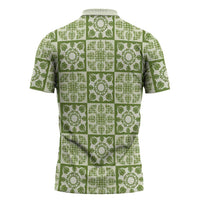 Omaomao Palaka Quilt Hawaii Zipper Polo Shirt Hawaiian Tropical Monstera Sea Turtle LT14 - Polynesian Pride