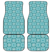 Cyan Palaka Quilt Hawaii Car Mats Hawaiian Tropical Monstera Sea Turtle