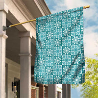 Cyan Palaka Quilt Hawaii Garden Flag Hawaiian Tropical Monstera Sea Turtle