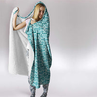Cyan Palaka Quilt Hawaii Hooded Blanket Hawaiian Tropical Monstera Sea Turtle