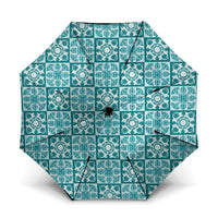 Cyan Palaka Quilt Hawaii Umbrella Hawaiian Tropical Monstera Sea Turtle