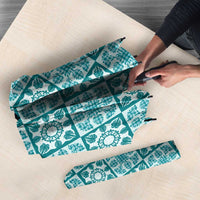 Cyan Palaka Quilt Hawaii Umbrella Hawaiian Tropical Monstera Sea Turtle