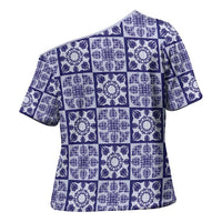 Polu Palaka Quilt Hawaii Cross Shoulder Shirt Hawaiian Tropical Monstera Sea Turtle LT14 - Polynesian Pride