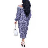 Polu Palaka Quilt Hawaii Off The Shoulder Long Sleeve Dress Hawaiian Tropical Monstera Sea Turtle LT14 - Polynesian Pride