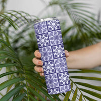 Polu Palaka Quilt Hawaii Skinny Tumbler Hawaiian Tropical Monstera Sea Turtle LT14 - Polynesian Pride