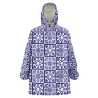Polu Palaka Quilt Hawaii Wearable Blanket Hoodie Hawaiian Tropical Monstera Sea Turtle LT14 One Size Blue - Polynesian Pride