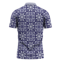 Polu Palaka Quilt Hawaii Zipper Polo Shirt Hawaiian Tropical Monstera Sea Turtle LT14 - Polynesian Pride