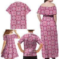 Akala Palaka Quilt Hawaii Family Matching Off Shoulder Maxi Dress and Hawaiian Shirt Hawaiian Tropical Monstera Sea Turtle LT14 - Polynesian Pride