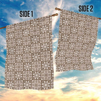 Beige Palaka Quilt Hawaii Garden Flag Hawaiian Tropical Monstera Sea Turtle