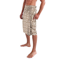 Beige Palaka Quilt Hawaii Lavalava Hawaiian Tropical Monstera Sea Turtle LT14 - Polynesian Pride
