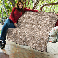 Beige Palaka Quilt Hawaii Quilt Hawaiian Tropical Monstera Sea Turtle