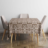 Beige Palaka Quilt Hawaii Tablecloth Hawaiian Tropical Monstera Sea Turtle