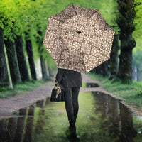 Beige Palaka Quilt Hawaii Umbrella Hawaiian Tropical Monstera Sea Turtle