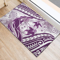Purple Polynesia Rubber Doormat Polynesian Turtle Shark Tattoo Tropical Vintage
