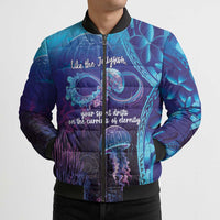 Polynesia Jellyfish Memorial Personalised Bomber Puffer Jacket Infinity Jellies Polynesian Pattern