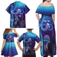 Polynesia Jellyfish Memorial Personalised Family Matching Off Shoulder Maxi Dress and Hawaiian Shirt Infinity Jellies Polynesian Pattern LT14 - Polynesian Pride