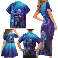 Polynesia Jellyfish Memorial Personalised Family Matching Short Sleeve Bodycon Dress and Hawaiian Shirt Infinity Jellies Polynesian Pattern LT14 - Polynesian Pride