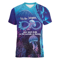 Polynesia Jellyfish Memorial Personalised Women V-Neck T-Shirt Infinity Jellies Polynesian Pattern