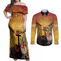 Australia And New Zealand ANZAC Couples Matching Off Shoulder Maxi Dress and Long Sleeve Button Shirt Aussie Kangaroo With Aotearoa Kiwi Lest We Forget LT14 Yellow - Polynesian Pride