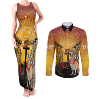 Australia And New Zealand ANZAC Couples Matching Tank Maxi Dress and Long Sleeve Button Shirt Aussie Kangaroo With Aotearoa Kiwi Lest We Forget LT14 Yellow - Polynesian Pride