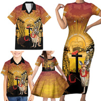 Australia And New Zealand ANZAC Family Matching Short Sleeve Bodycon Dress and Hawaiian Shirt Aussie Kangaroo With Aotearoa Kiwi Lest We Forget LT14 - Polynesian Pride