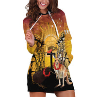 Australia And New Zealand ANZAC Hoodie Dress Aussie Kangaroo With Aotearoa Kiwi Lest We Forget LT14 Yellow - Polynesian Pride