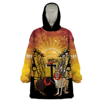 Australia And New Zealand ANZAC Wearable Blanket Hoodie Aussie Kangaroo With Aotearoa Kiwi Lest We Forget LT14 One Size Yellow - Polynesian Pride
