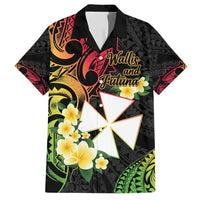 Wallis and Futuna Victory Day Family Matching Off Shoulder Short Dress and Hawaiian Shirt Liberty Equality Fraternity Polynesian Plumeria LT14 Dad's Shirt - Short Sleeve Black - Polynesian Pride